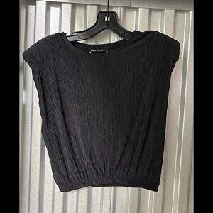Zara Black Tank with Shoulder Pads Med